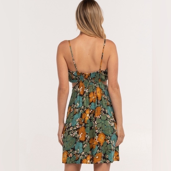 Volcom Luvely Daze 100% Modal Side Cutout Tie Front Sexy Boho Mini Dress Sz L - Picture 4 of 13